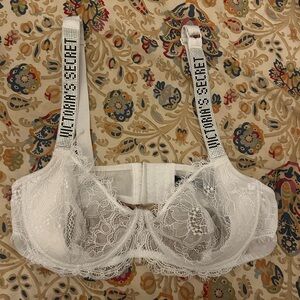 Victoria's Secret White Lace Bra with Rhinestone Straps